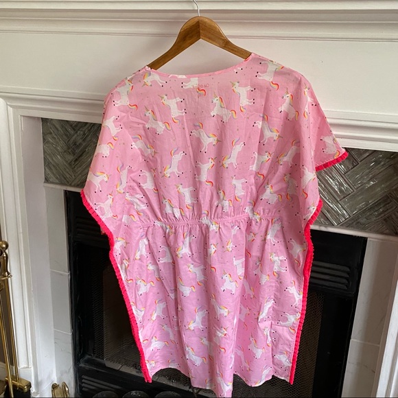 π¦πNWT Unicorns CAT & JACK Swim Beach COVER UP w/ HOT PINK TASSELS XL 14/16 - Picture 10 of 16